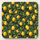 Vibrant Lemon Citrus Tree Pattern コースター (正面)