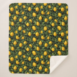 Vibrant Lemon Citrus Tree Pattern シェルパブランケット