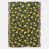 Vibrant Lemon Citrus Tree Pattern スローブランケット (正面縦)