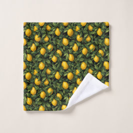 Vibrant Lemon Citrus Tree Pattern バスタオルセット