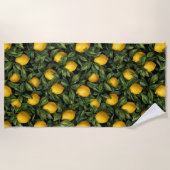 Vibrant Lemon Citrus Tree Pattern ビーチタオル (正面)
