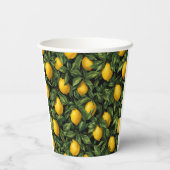 Vibrant Lemon Citrus Tree Pattern 紙コップ (裏面)