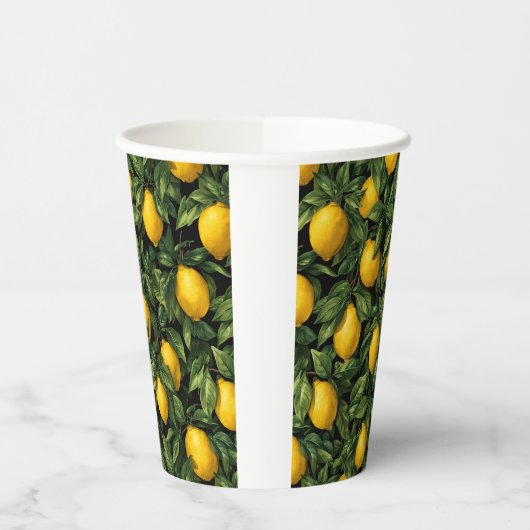 Vibrant Lemon Citrus Tree Pattern 紙コップ (左)