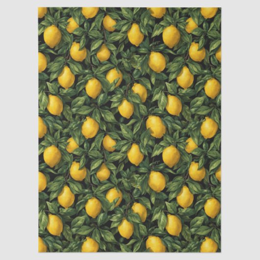 Vibrant Lemon Citrus Tree Pattern 薄葉紙 (正面)