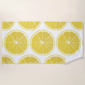 Vibrant Lemon Slice Pattern Summer Beach Towel ビーチタオル (正面)