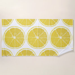Vibrant Lemon Slice Pattern Summer Beach Towel ビーチタオル