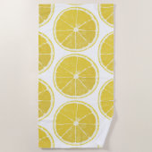 Vibrant Lemon Slice Pattern Summer Beach Towel ビーチタオル (正面)
