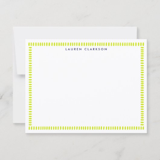 Vibrant Lime Hand Painted Striped Frame Note Card 招待状 (正面)
