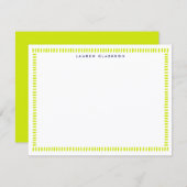 Vibrant Lime Hand Painted Striped Frame Note Card 招待状 (正面/裏面)