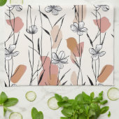 Vibrant Line‑Art Floral  キッチンタオル (折り畳み)