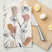Vibrant Line‑Art Floral  キッチンタオル (四つ折り)