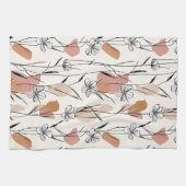 Vibrant Line‑Art Floral  キッチンタオル (横)