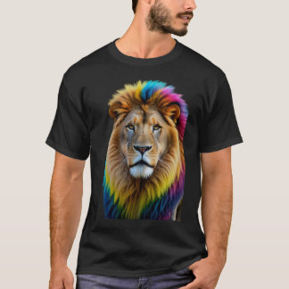 Vibrant Lion Design Colorful Animal Art Tシャツ
