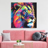 Vibrant lion painting キャンバスプリント (インサイチュ (リビング))