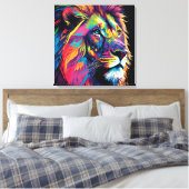 Vibrant lion painting キャンバスプリント (インサイチュ (寝室))