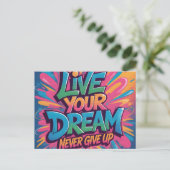 Vibrant "Live Your Dream" Graffiti Wall Art ポストカード (スタンド正面)