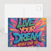 Vibrant "Live Your Dream" Graffiti Wall Art ポストカード (正面/裏面)