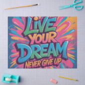 Vibrant "Live Your Dream" Graffiti Wall Art 薄葉紙 (クラフト)