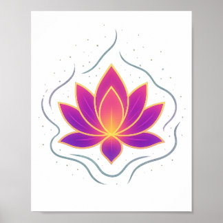 Vibrant Lotus Flower Yoga Wall Art Poster ポスター