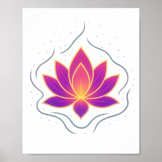 Vibrant Lotus Flower Yoga Wall Art Poster ポスター (正面)