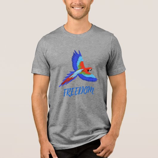 Vibrant Macaw Parrot Freedom Tri-blend T-Shirt トライブレンドＴシャツ (正面)
