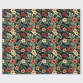 Vibrant Magenta Hibiscus Tropical Florals ラッピングペーパー (フラット)