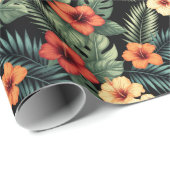 Vibrant Magenta Hibiscus Tropical Florals ラッピングペーパー (ロールコーナー)