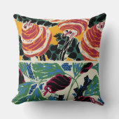 Vibrant Magenta & Orange Abstract Flower Art クッション (正面)