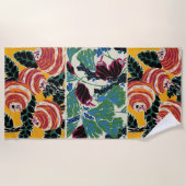 Vibrant Magenta & Orange Abstract Flower Art ビーチタオル (正面)