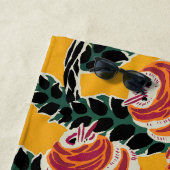 Vibrant Magenta & Orange Abstract Flower Art ビーチタオル (インサイチュ)