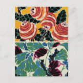 Vibrant Magenta & Orange Abstract Flower Art ポストカード (正面)