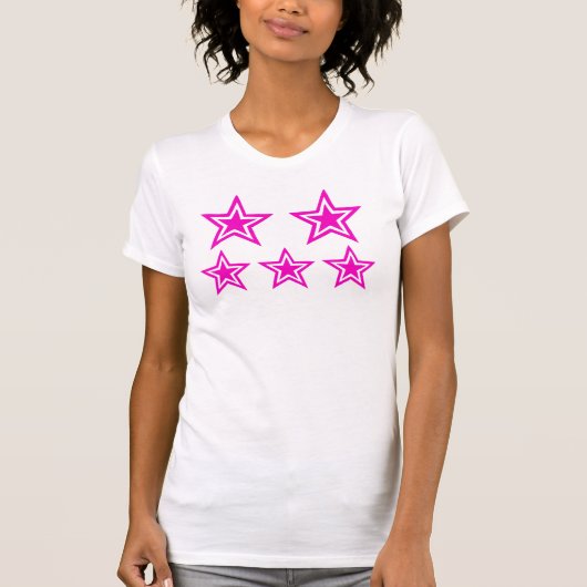 Vibrant Magenta Star Shapes Graphic Tシャツ (正面)