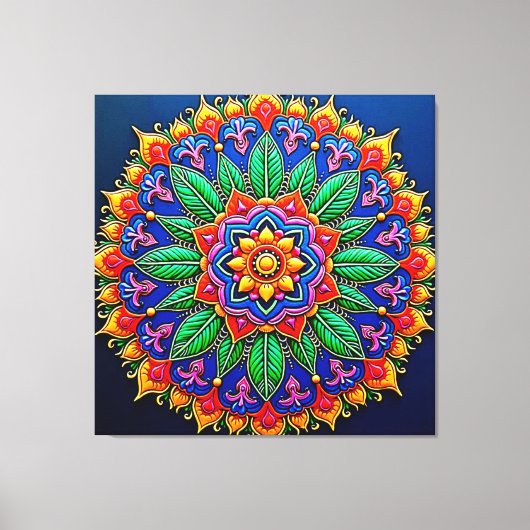 Vibrant Mandala Artistry キャンバスプリント (正面)