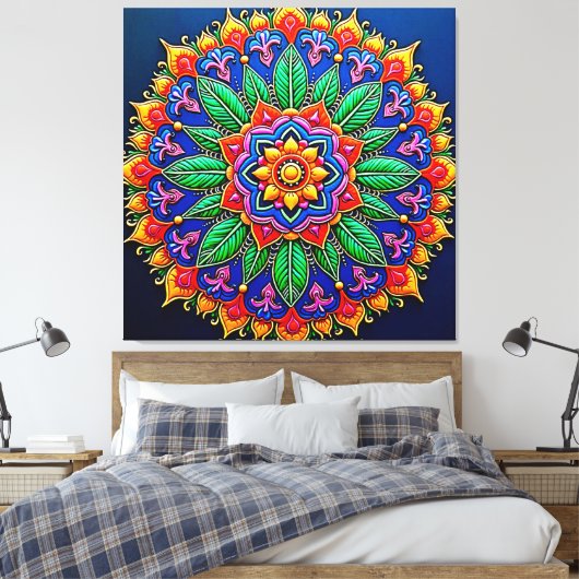 Vibrant Mandala Artistry キャンバスプリント (インサイチュ (寝室))