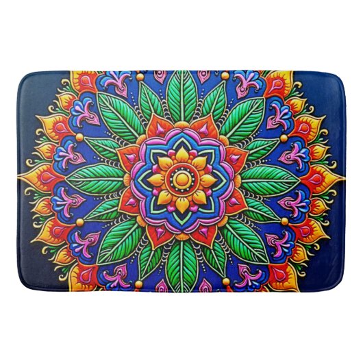 Vibrant Mandala Artistry バスマット (正面)