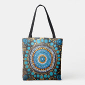 Vibrant Mandala Dot Pattern Tote Bag with Blue and トートバッグ (裏面)