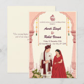 Vibrant Mandala & Gold Foil Desi Wedding Card 招待状 (正面/裏面)
