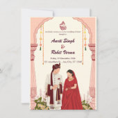 Vibrant Mandala & Gold Foil Desi Wedding Card 招待状 (正面)