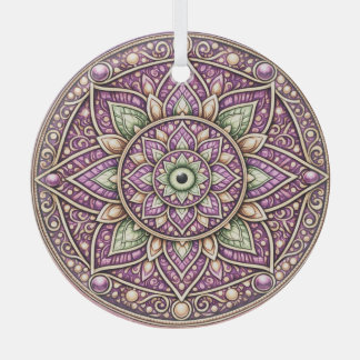 Vibrant Mandala Ornament – Colorful Geometric  ガラスオーナメント