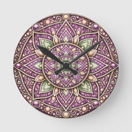 Vibrant Mandala Wall Clock – Colorful Geometric Ar ラウンド壁時計