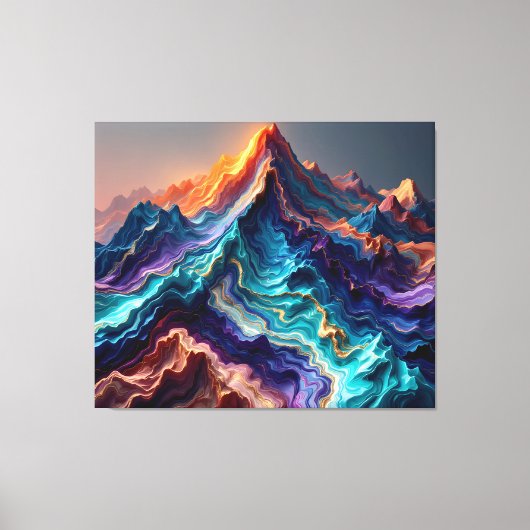 Vibrant Marble Mountains – Abstract 3D Canvas Wall キャンバスプリント (正面)