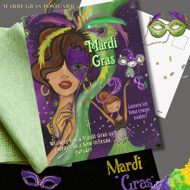 Vibrant Mardi Gras Masquerade Postcard シーズンポストカード
