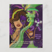 Vibrant Mardi Gras Masquerade Postcard シーズンポストカード (正面)