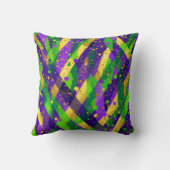 Vibrant Mardi Gras Purple Green Gold Cool Stripes  クッション (裏面)