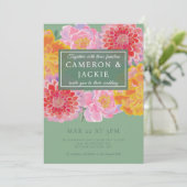 Vibrant Marigold and Zinnia Wedding 招待状 (スタンド正面)