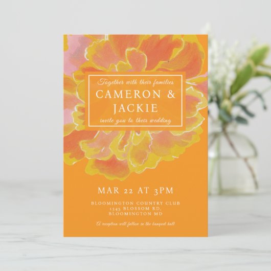 Vibrant Marigold Orange Wedding Invitation 招待状 (スタンド正面)