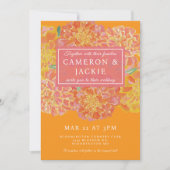 Vibrant Marigold Pink Wedding Invitation 招待状 (正面)