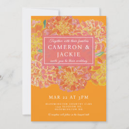 Vibrant Marigold Pink Wedding Invitation 招待状