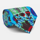 Vibrant Maximalist Blue & Green Floral Art ネクタイ (ロール)