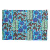 Vibrant Maximalist Blue & Green Floral Art 枕カバー (裏面)